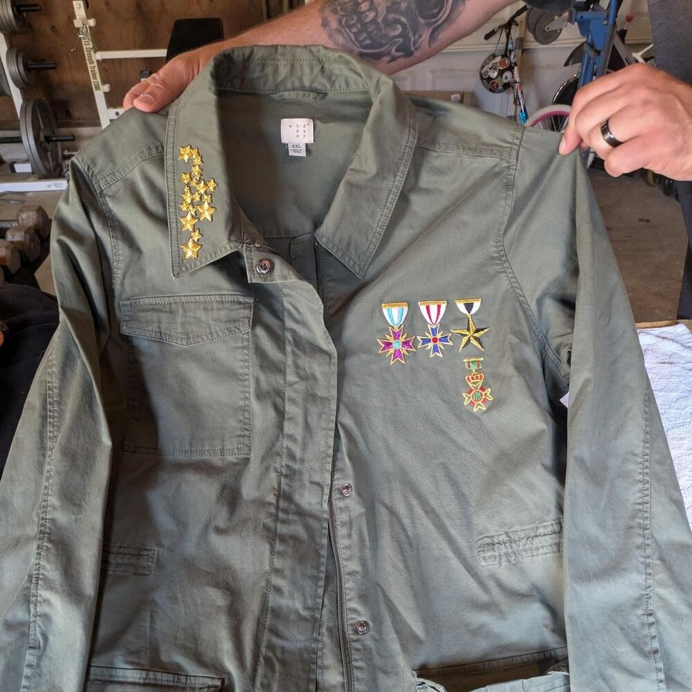 A-new-day Men's Khaki and Green Jacket